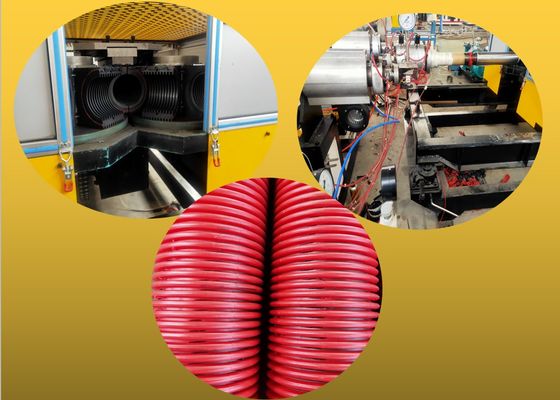 HDPE PP PVC удваивает штрангпресс трубы из волнистого листового металла спирали стены